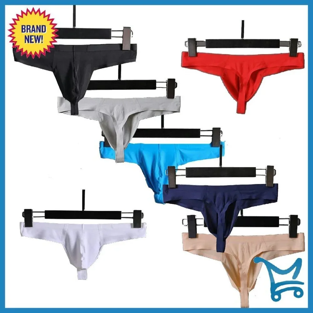 Ultra-Thin Ice Silk Men's Thong Seamless Low Waist Briefs S-XL